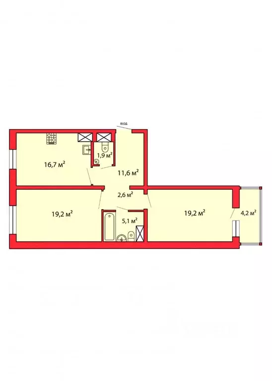 2-к кв. Санкт-Петербург Яхтенная ул., 3к1 (73.7 м) - Фото 1