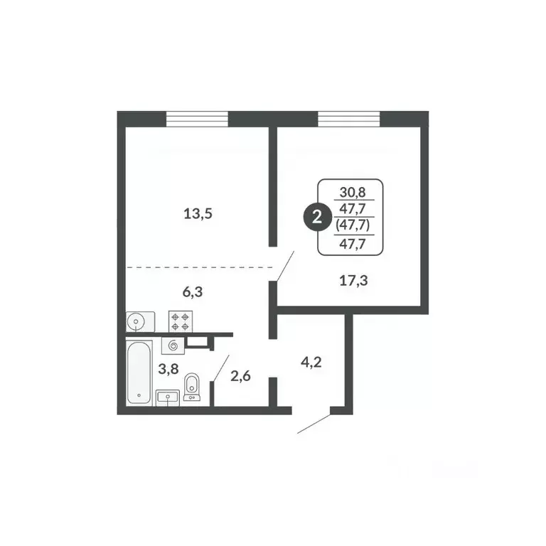 2-к кв. Кировская область, Киров Московская ул., 209 (47.7 м) - Фото 1