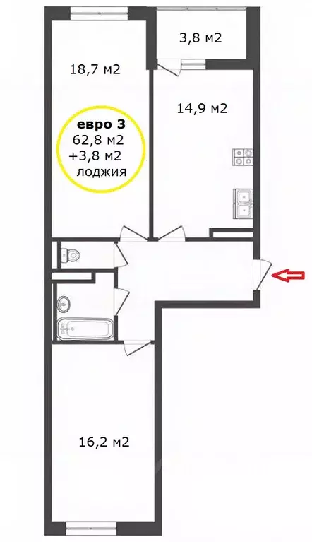 2-к кв. Москва Сосенское поселение, просп. Куприна, 32к2 (66.5 м) - Фото 2