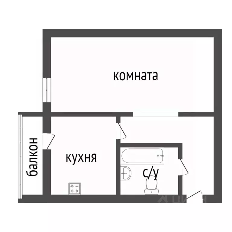 1-к кв. Курганская область, Курган ул. Карла Маркса, 60/19 (31.0 м) - Фото 2
