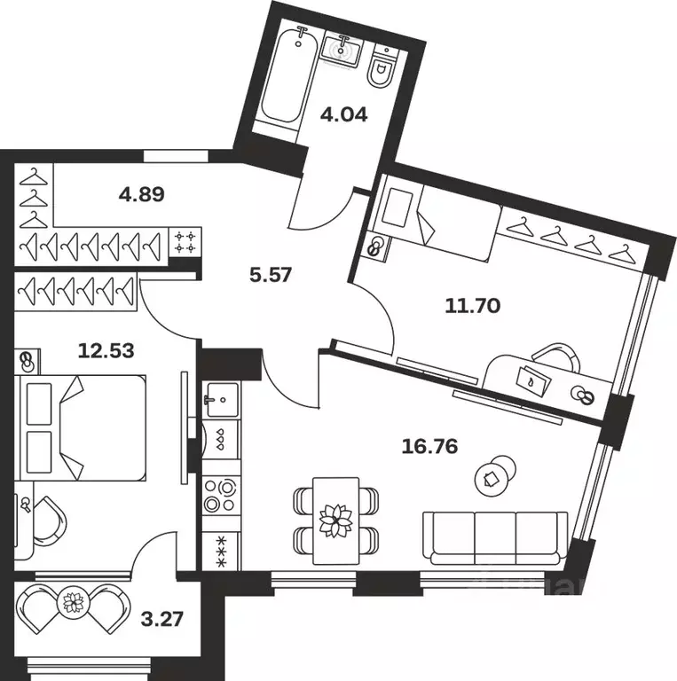 2-к кв. Тульская область, Тула Баташи Парк жилой комплекс (58.76 м) - Фото 1