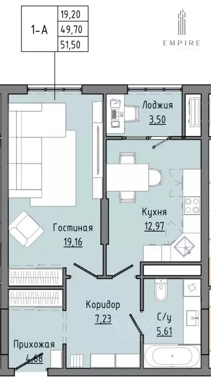 1-к кв. Чеченская республика, Грозный бул. М.А. Эсамбаева, 16 (51.5 м) - Фото 0