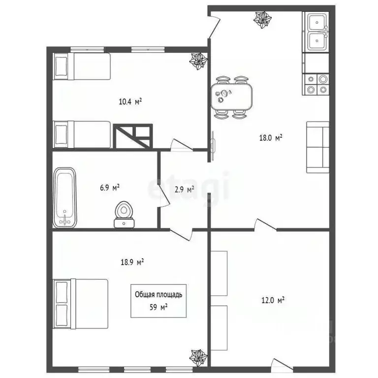 Дом в Новосибирская область, Новосибирск ул. Энтузиастов, 40 (59 м) - Фото 2