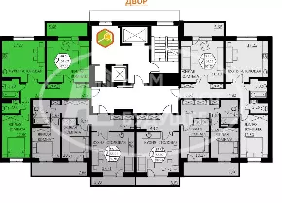 2-комнатная квартира: деревня Кондратово, улица Г.Н. Нифантова, 4Б ... - Фото 1