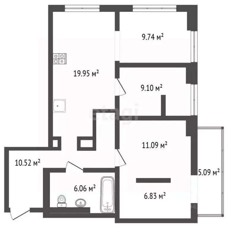 3-к кв. Мордовия, Саранск ул. Полежаева, 92 (75.4 м) - Фото 1