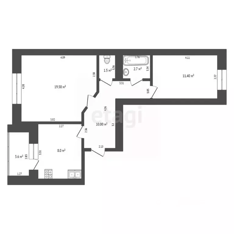 2-к кв. Башкортостан, Стерлитамакский район, Отрадовский сельсовет, с. ... - Фото 2