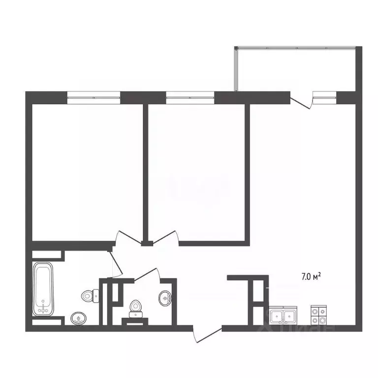 2-к кв. Крым, Ялта ул. Дзержинского, 23 (58.7 м) - Фото 2