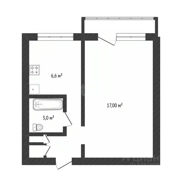 1-к кв. Башкортостан, Нефтекамск ул. Строителей, 51А (30.3 м) - Фото 1