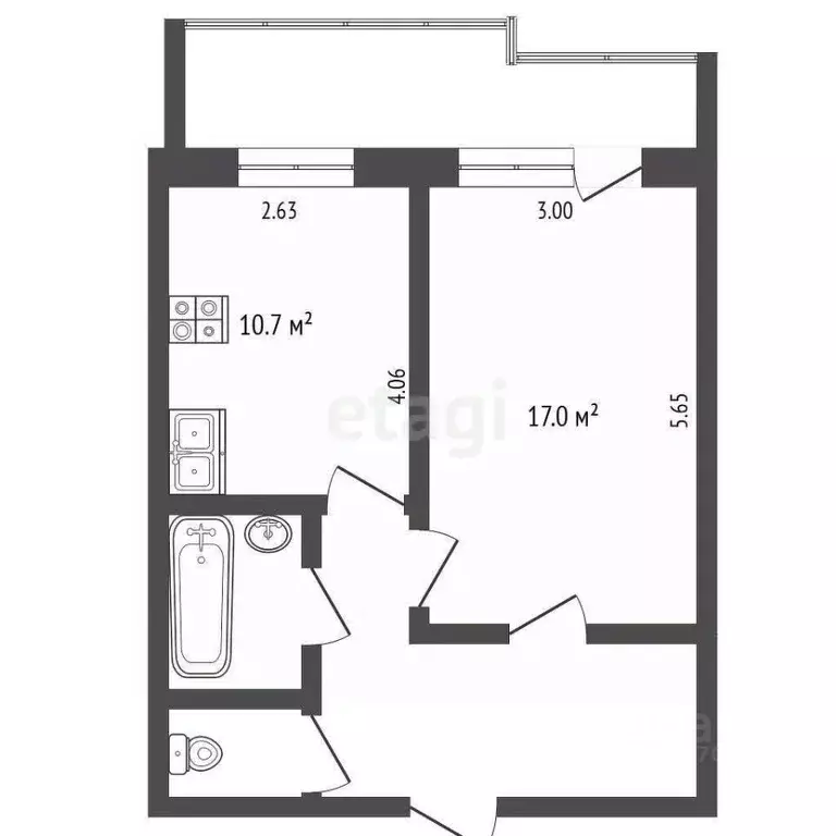 1-к кв. Ямало-Ненецкий АО, Ноябрьск ул. Космонавтов, 8 (42.0 м) - Фото 2