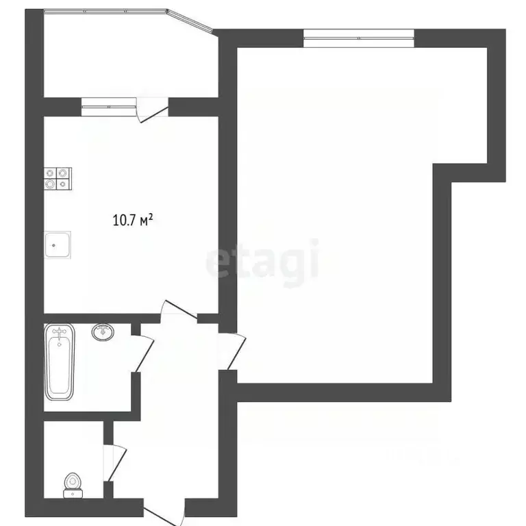 1-к кв. Тюменская область, Тюмень ул. Василия Гольцова, 9 (41.5 м) - Фото 2