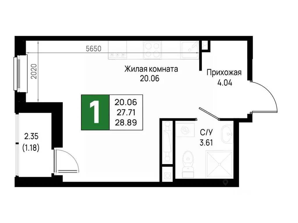 1-к кв. Ленинградская область, Всеволожский район, Свердловское ... - Фото 1