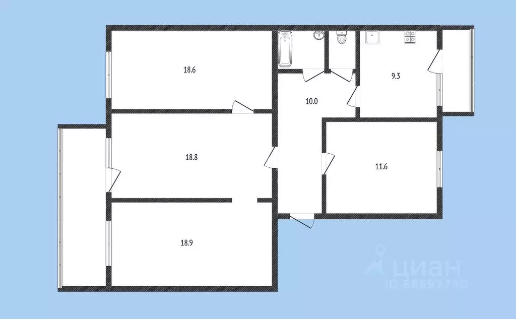4-к кв. Карачаево-Черкесия, Черкесск ул. Гутякулова, 3 (91.6 м) - Фото 1