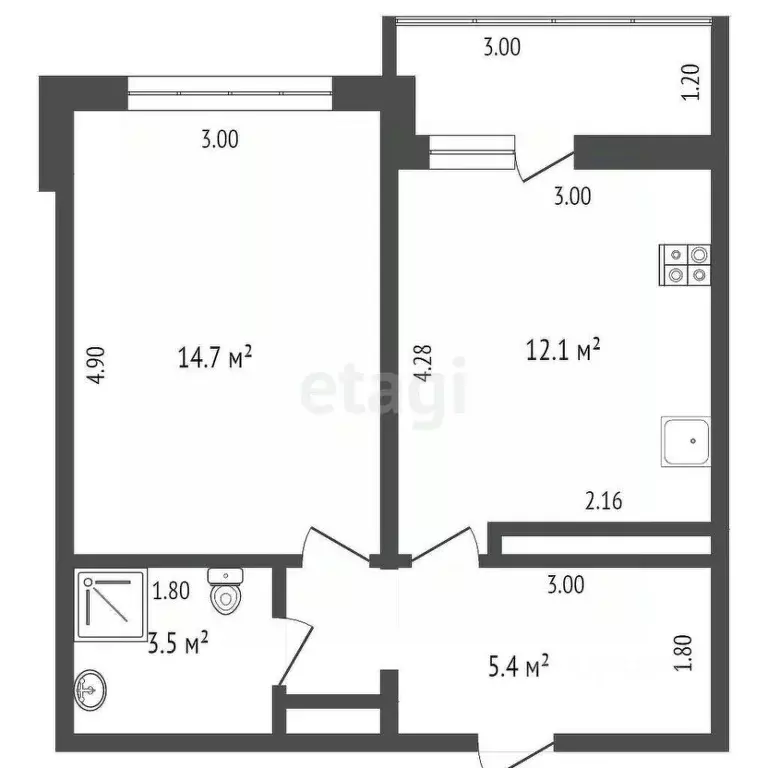 1-к кв. Тюменская область, Тюмень ул. Николая Зелинского, 19 (37.0 м) - Фото 0