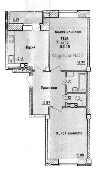 2-к кв. Смоленская область, Смоленск ул. Крупской (63.41 м) - Фото 0