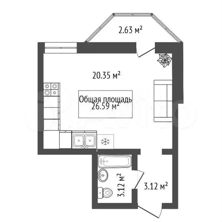 Квартира-студия, 29 м, 7/20 эт. - Фото 0