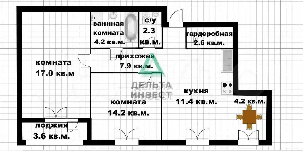 2-к. квартира, 63 м, 2/10 эт. - Фото 0