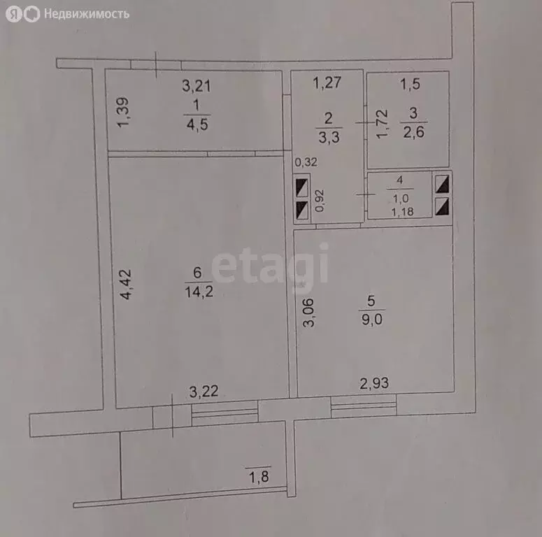 1-комнатная квартира: село Завьялово, Садовая улица, 44 (34.6 м) - Фото 1