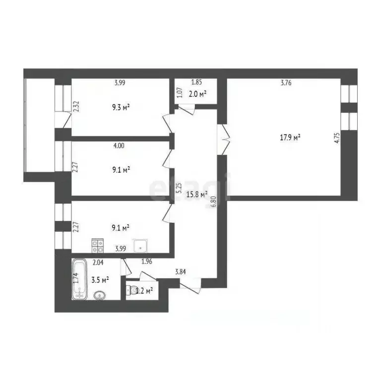 3-к кв. Тюменская область, Тюмень Широтная ул., 108к5 (67.9 м) - Фото 0