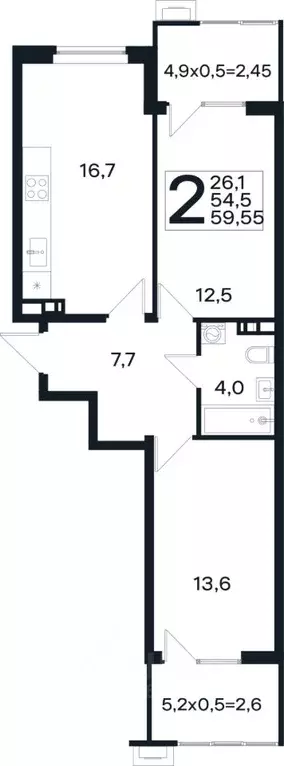 2-к кв. Краснодарский край, Краснодар Новая Елизаветка мкр, ул. Имени ... - Фото 1