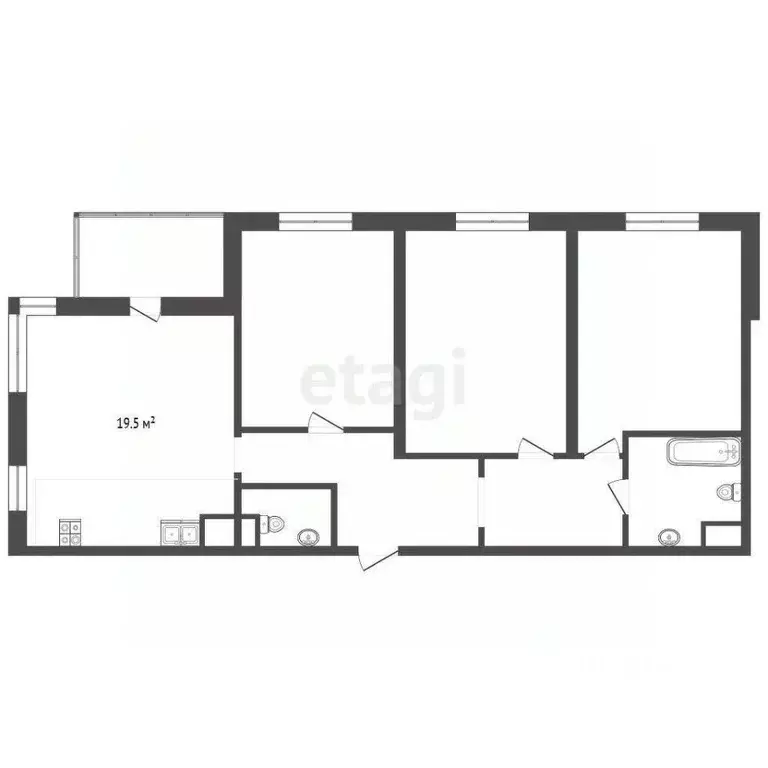 3-к кв. Тюменская область, Тюмень ул. Федюнинского, 30к4 (81.6 м) - Фото 1