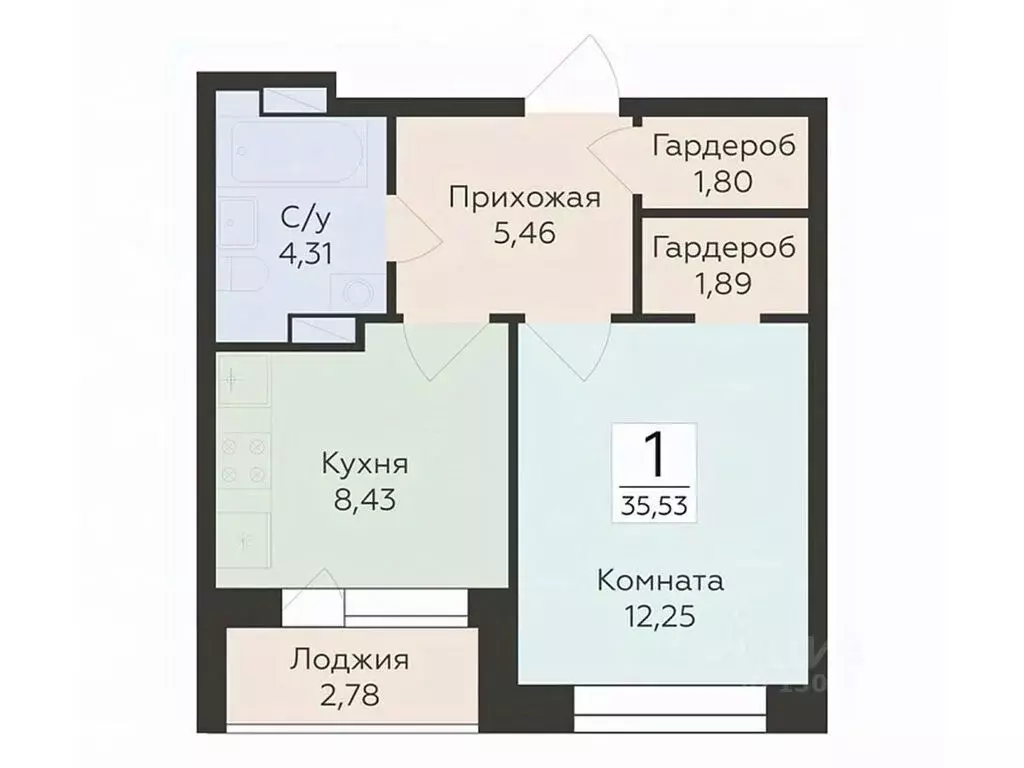1-к кв. Воронежская область, Воронеж ул. Матросова, 64А (35.53 м) - Фото 0