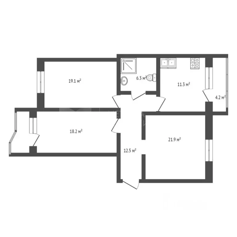 3-к кв. Тюменская область, Тюмень ул. Мельникайте, 138 (89.0 м) - Фото 1