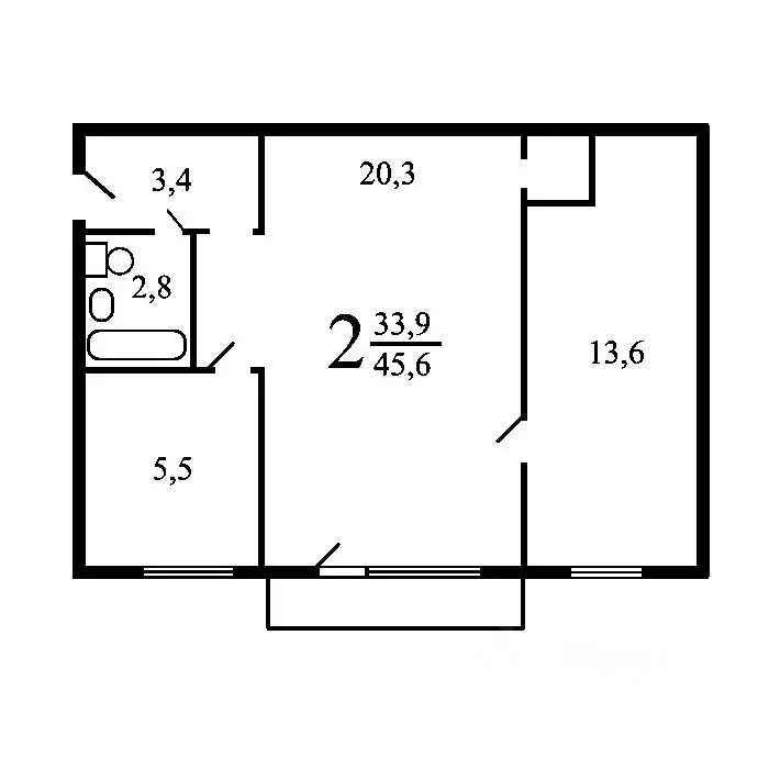 2-к кв. Москва ул. Введенского, 15К2 (47.0 м) - Фото 1