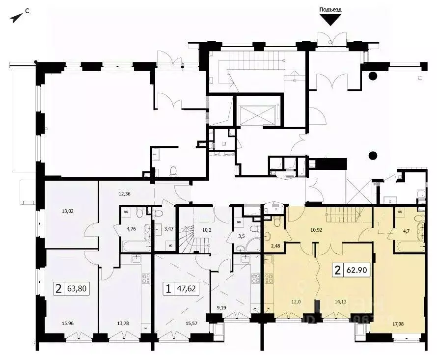 2-к кв. Москва ул. Маршала Тимошенко, 8 (62.9 м) - Фото 0