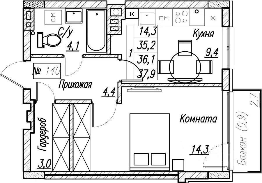 1-к кв. Калининградская область, Пионерский  (36.1 м) - Фото 1