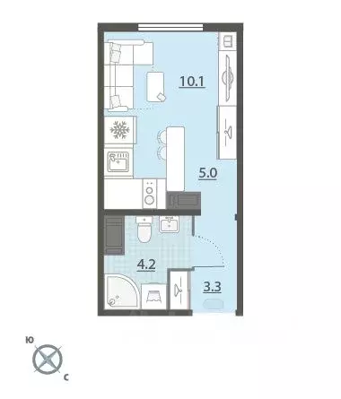 Студия Свердловская область, Екатеринбург Широкая Речка мкр, Меридиан ... - Фото 1