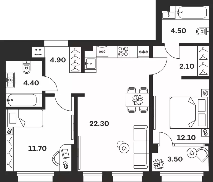 2-к кв. Тульская область, Тула ул. Михеева, 9А (65.5 м) - Фото 1