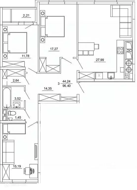 3-к кв. Рязанская область, Рязань ул. Земнухова (96.4 м) - Фото 1