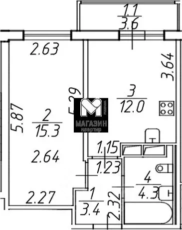 1-к кв. Ленинградская область, Мурино Всеволожский район, ул. ... - Фото 1