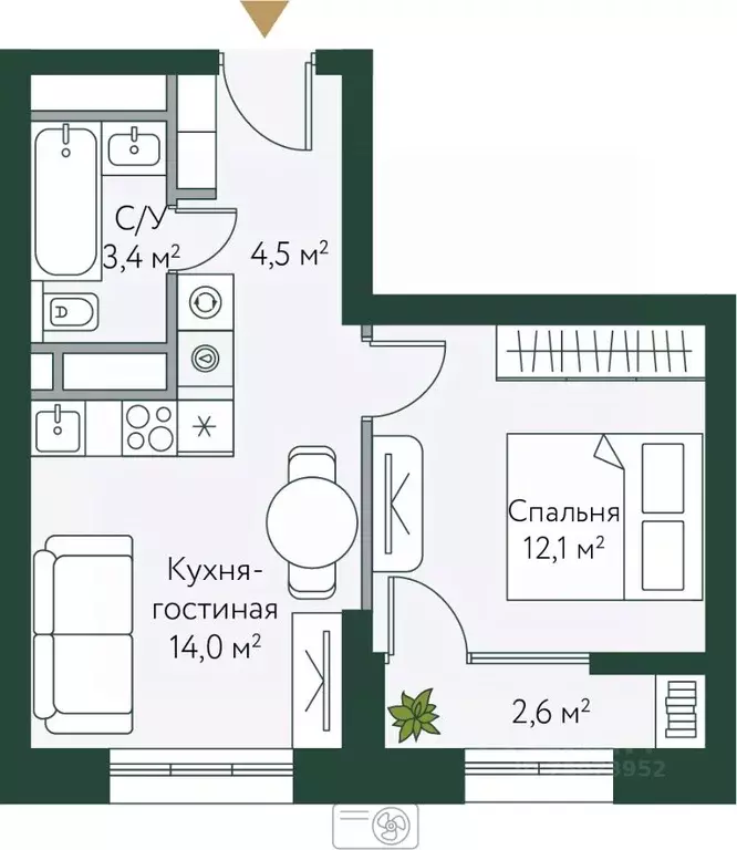 1-к кв. Волгоградская область, Волгоград Новосибирская ул., 74с1 ... - Фото 0