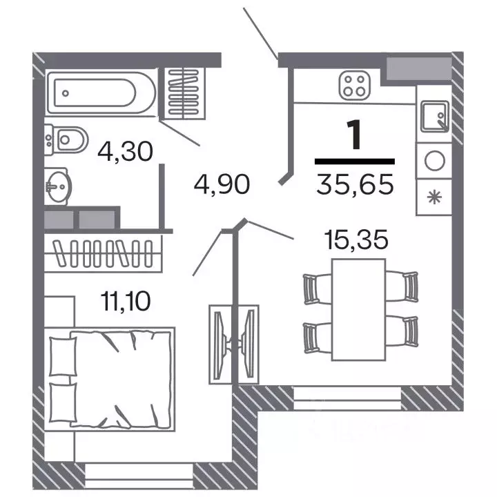 1-к кв. Рязанская область, Рязань Петра и Февронии жилой комплекс ... - Фото 1