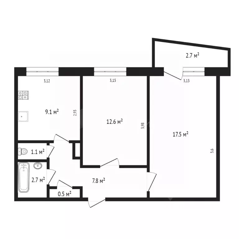 2-к кв. Тюменская область, Тюмень Заречный проезд, 10 (50.0 м) - Фото 2