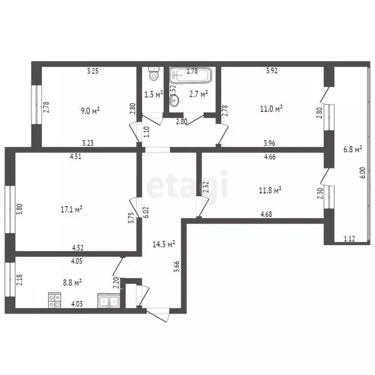 4-к кв. Башкортостан, Стерлитамак ул. Артема, 103 (75.7 м) - Фото 1