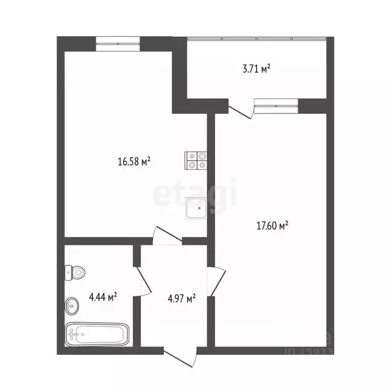 1-к кв. Тюменская область, Тюмень ул. Тимофея Кармацкого, 7 (45.44 м) - Фото 2