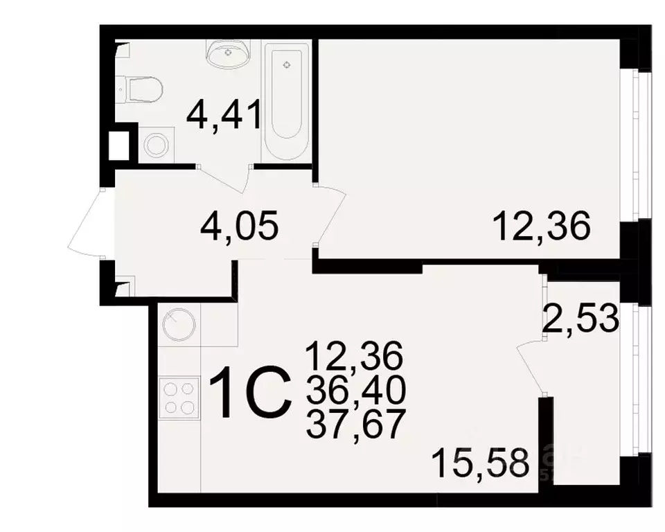 1-к кв. Рязанская область, Рязань Аура жилой комплекс (36.4 м) - Фото 1