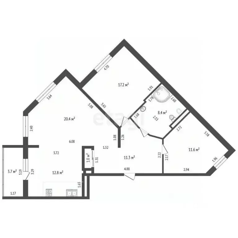 3-к кв. Ханты-Мансийский АО, Ханты-Мансийск ул. Ленина, 40 (82.7 м) - Фото 2