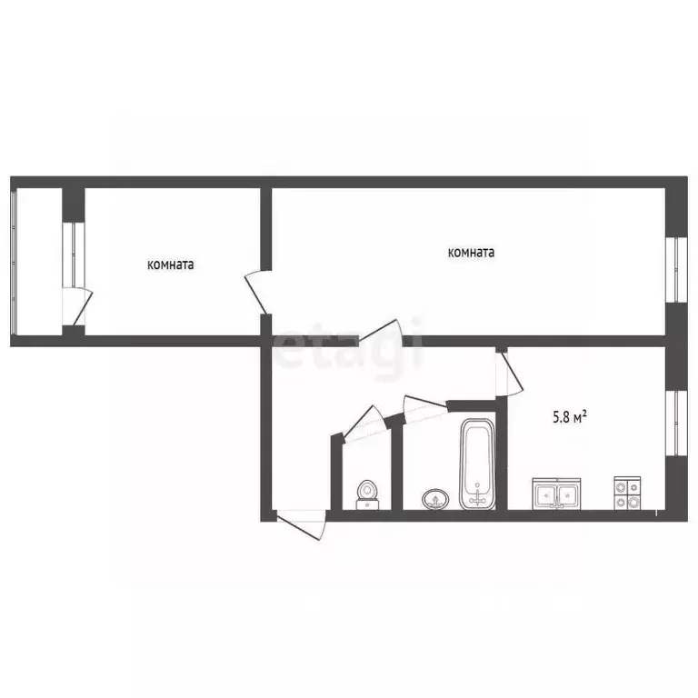 2-к кв. Крым, Ялта ул. Григорьева, 44 (43.2 м) - Фото 1