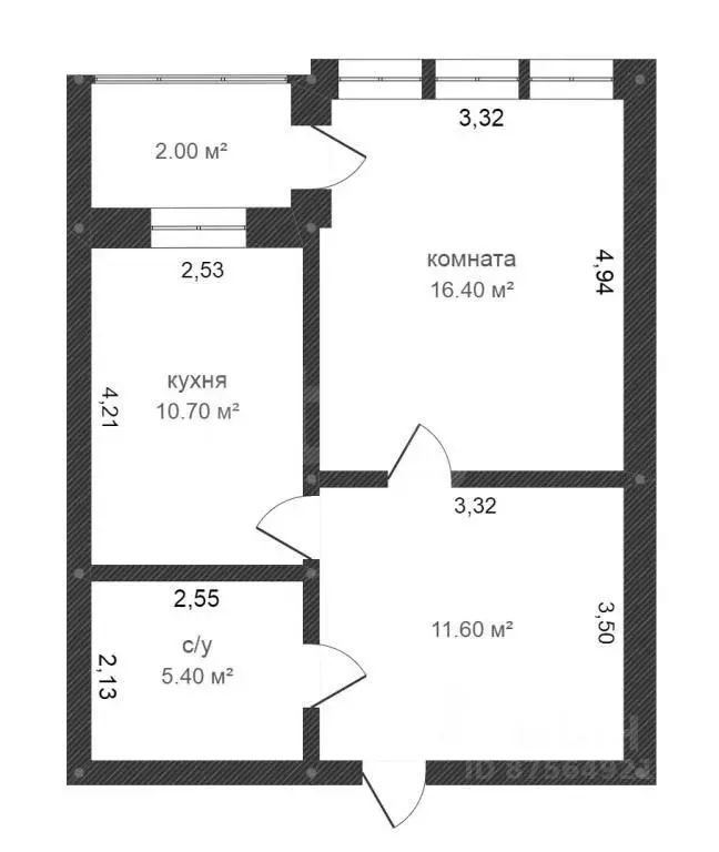 1-к кв. Тюменская область, Тюмень ул. Газовиков, 53к1 (42.1 м) - Фото 2