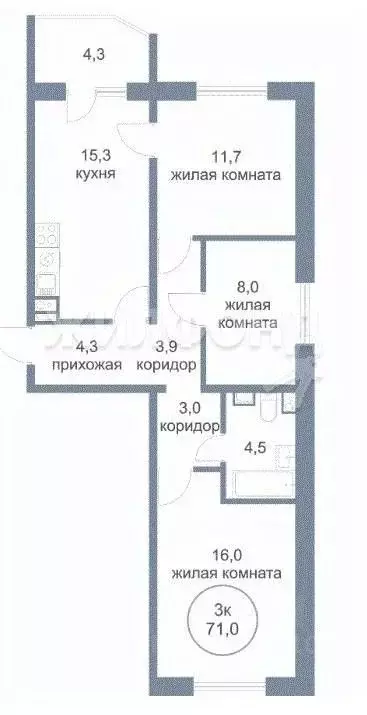 3-к кв. Ханты-Мансийский АО, Нефтеюганск 17-й мкр, 9 (71.0 м) - Фото 0