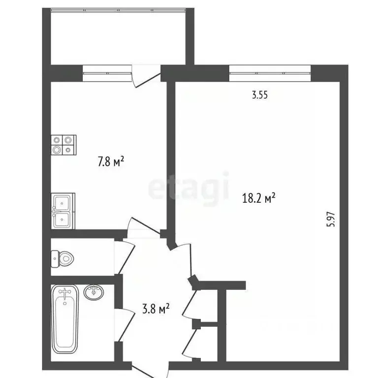 1-к кв. Ярославская область, Ярославль ул. 1-я Шоссейная, 44 (35.0 м) - Фото 2
