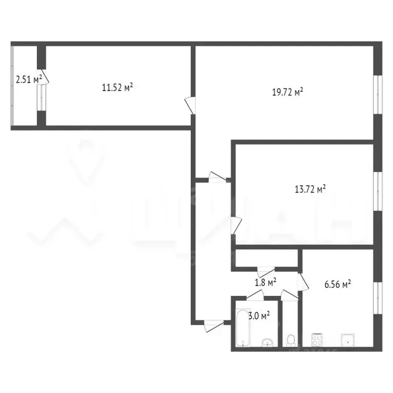 3-к кв. Москва ул. Бутлерова, 14К2 (62.0 м) - Фото 1