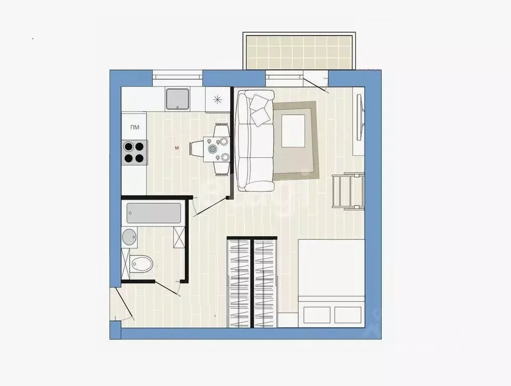 1-к кв. Татарстан, Казань ул. Гудованцева, 41 (32.0 м) - Фото 2