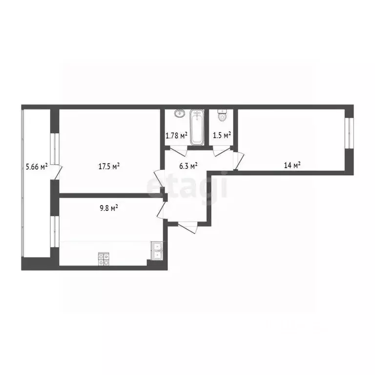 2-к кв. Марий Эл, Йошкар-Ола ул. Йывана Кырли, 37 (59.0 м) - Фото 2