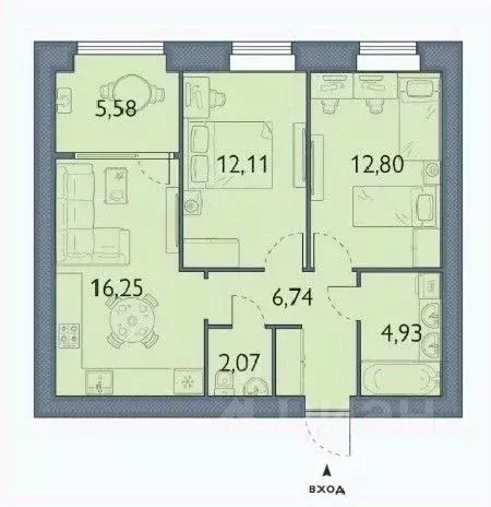 2-к кв. Брянская область, Брянский район, пос. Мичуринский, ... - Фото 1