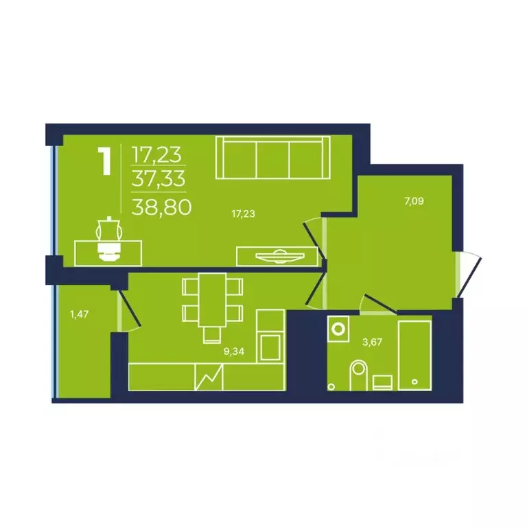 1-к кв. Башкортостан, Уфа просп. Дружбы Народов, 51 (38.4 м) - Фото 1