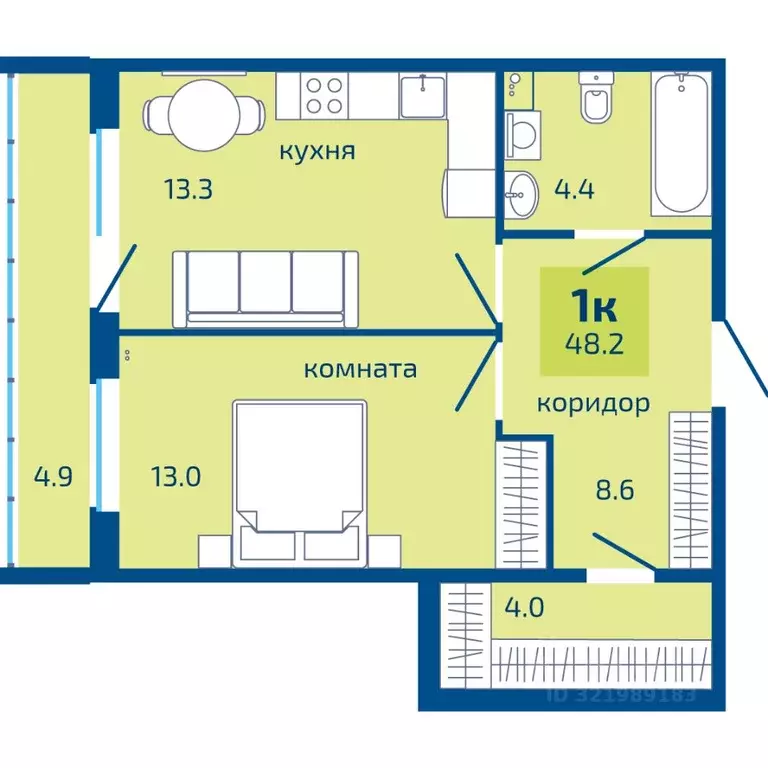 1-к кв. Пермский край, Пермь ул. Старшего Лейтенанта Гачегова, 1 (48.2 ... - Фото 1
